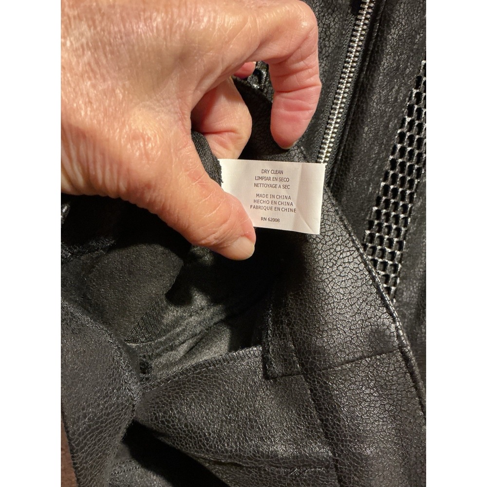 INSIGHT Faux Leather Moto Jacket Size 14 Black Women Coat Lightweight Metallic - Picture 5 of 6